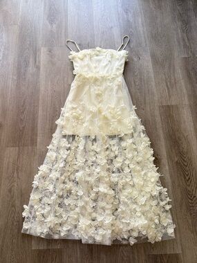 helsi audrey ivory off white 3d floral applique embroidered maxi dress XS NEW